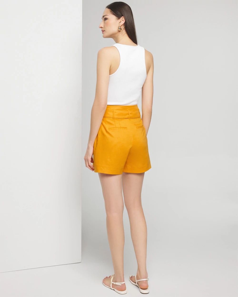 Belted high waisted shorts clearance